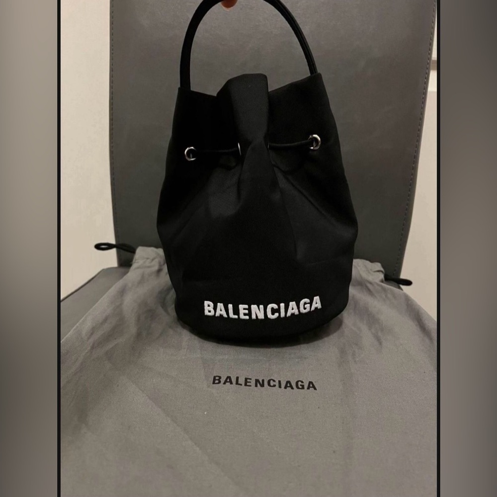 Balenciaga Black Shoulder Bag with Drawstring Closure